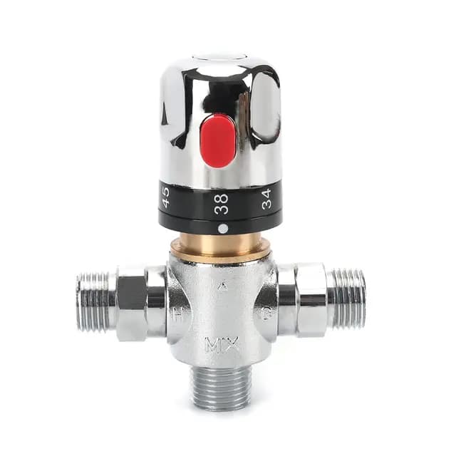 Tremax Válvula de mezcla termostática,válvula de mezcla con conector de 1/2 pulgadas, marca de escala de centrifugado, latón macizo
