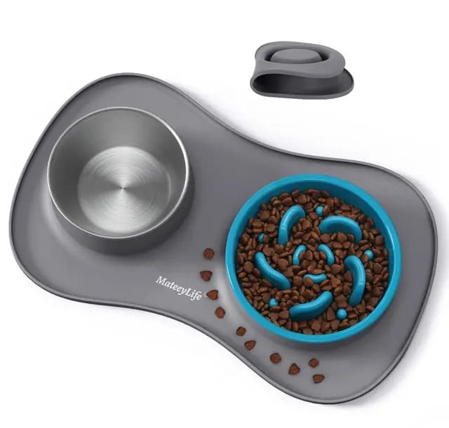 MateeyLife Dog Bowl Mat Comedero Antivoracidad Perro 3 en 1