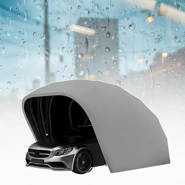 Cochera Retráctil Mejorada, Cobertizo Gris De Acero Inoxidable, Cobertizo Plegable Semiautomático SUV/Automóvil, Tela Oxford De Espesor 600d (5,5 x 2,5 x 2,3 m)