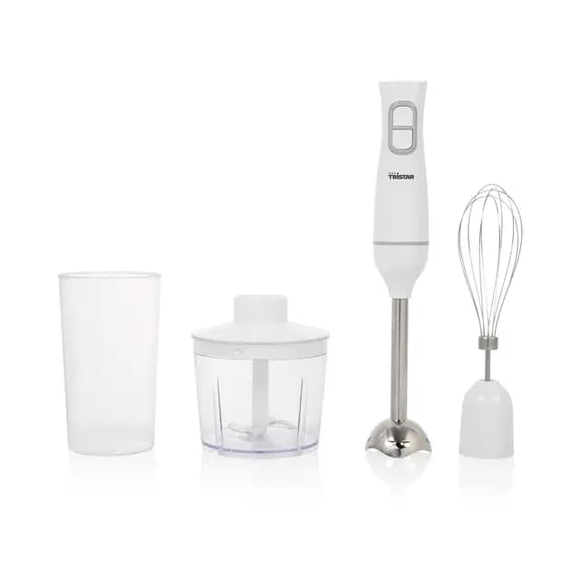 Tristar Set de batidora de mano, piezas aptas para el lavavajillas, incluye varilla de acero inoxidable desmontable, batidor, picador, jarra medidora, 350 W, MX-4881 – Imagen 1