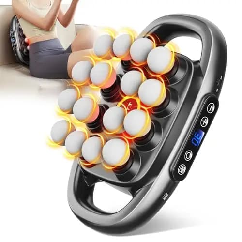 VTT Pistola de masaje con 16 cabezales,masajeador cervical y espalda,pistola de masaje muscular silenciosa.3 modos y 30 velocidades ajustables para relajar hombros,espalda y piernas
