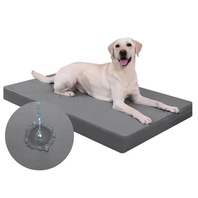 Ortopédica Cama Perros Medianos,Doble Cara De Cuero Sintético,Iimpermeable Cama de Perros,Funda Extraíble Lavable,Gris,88x55x7cm