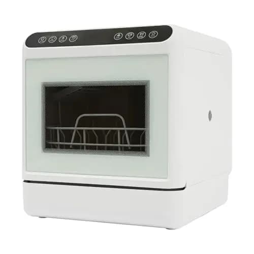 Mini lavavajillas de mesa,Lavavajillas con 4 modos de lavado,Control táctil,Luz LED incorporada,Secado por ciclo de aire caliente,Almacenamiento antibacteriano