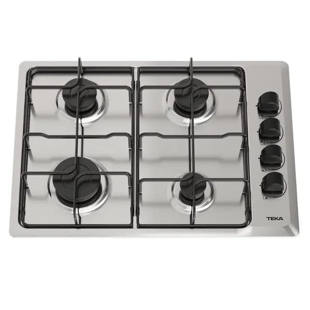 TEKA Placa de Gas Natural 60 cm, Medida Especial de Fondo 43.5 cm, 4 Quemadores, Seguridad por Termopar, Mandos Laterales Ergonómicos, Modelo HLX 540 KL