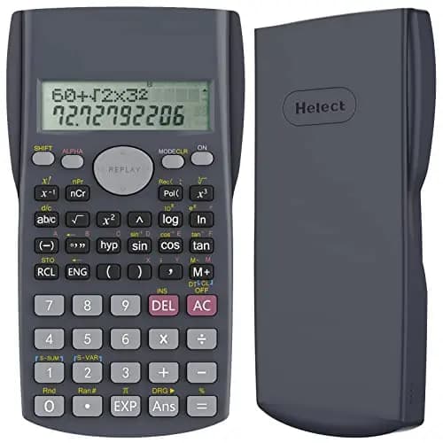 Helect Calculadora Científica de Ingeniería de 2 Líneas, Adecuada Compatible Escuelas y Negocios, Negro – Imagen 1