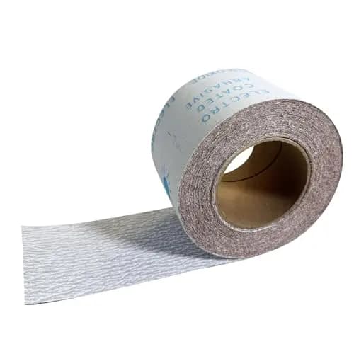 Rollo de papel abrasivo grano 120, óxido de aluminio blanco recubierto, tela abrasiva seca 93 mm x 12.5 m para lijado a mano de pintura, madera y metal