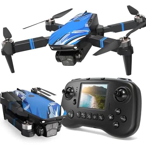 Dron con Cámara para Adultos 4K, Mando a Distancia con Pantalla LCD, FPV Vídeo Mini Drone, Esquiva de Obstáculos en 270°, 3D Flips, RC Cuadricóptero plegable para principiantes, Tarjeta SD hasta 32GB