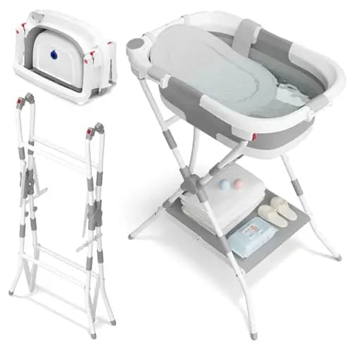 COOSEYA XTL-906 Bañera Bebé Plegable 2 en 1 con Soporte