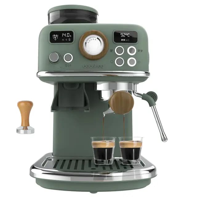 Cecotec Cafetera Express Manual Power Espresso 20 Tradizionale Grind. 1500W, Molinillo 20 Niveles, 20 Bares, PID, Thermoblock, Steamer, Cold Brew, Café Recién Molido con Crema Perfecta