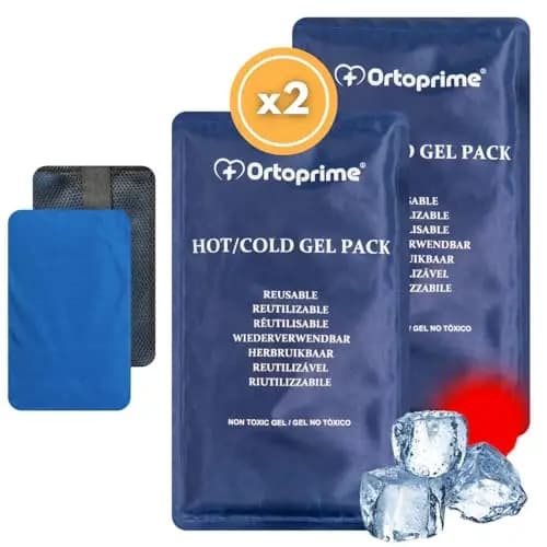 OrtoPrime PACK X2 Bolsas de Gel Frío y Calor para LESIONES Funda Protectora INCLUIDA - Bolsas Gel Frío y Calor REUTILIZABLE Bolsa frio calor Congelador y Microondas 26x15cm Cualquier Parte del Cuerpo