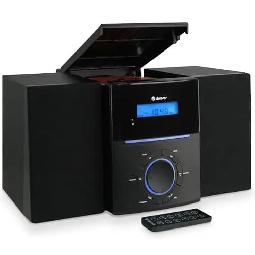 Denver MCA-240 Microcadena con CD y Radio FM, 30 presintonías, AUX, Auriculares, Mando a Distancia, Doble Alarma, 2 x 2 W RMS – Imagen 1