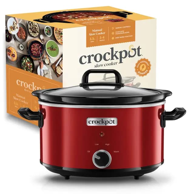 Crock-Pot Olla eléctrica de cocción lenta | 3,5 L (2-3 personas) | Función de mantenimiento del calor y recipiente extraíble | Red [SCV400RD]