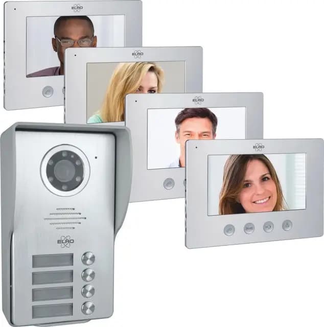 ELRO DV4000-4 Kit de Videoportero │ 4 Apartamentos │ Cámara 1080P Full HD con visión Nocturna │ Cable de 4 Hilos │ 16 Tonos de Llamada