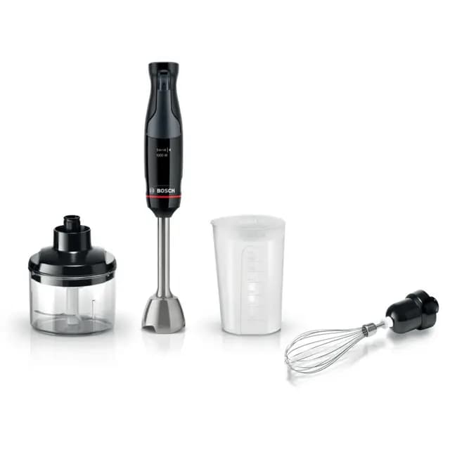 Bosch - Batidora de Mano, ErgoMaster, 1000W, QuattroBlade, Accesorios Incluidos, Serie 4, Antracita, MSM4W421