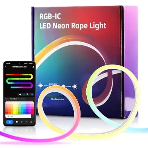 RGB IC 5m Neon Led Strip, WIFI Led Schlauch Streifen für die Wand, Outdoor LED Lichtstreifen, App Steuerung mit Alexa, Syn Music mit Spielzimmerdekoration (Sin control remoto)