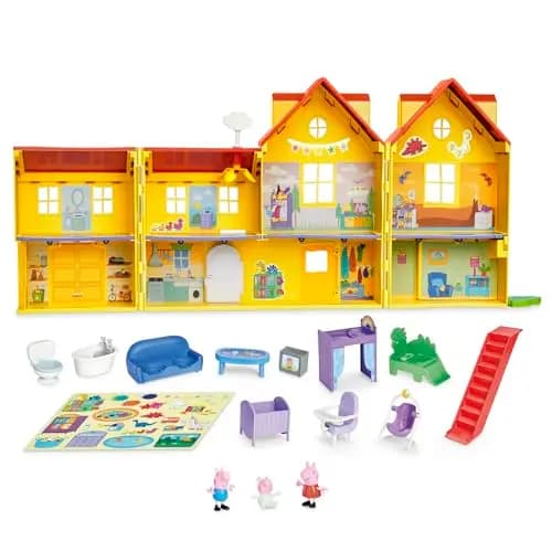 Hasbro Peppa Pig, Gran Casa Familiar de Peppa, Juguetes para Niñas y Niños, Casa de Muñecas, 11 Accesorios, 3 Figuras de Animales Color Rosa, Regalo para Fans de la Serie a Partir de 3 Años