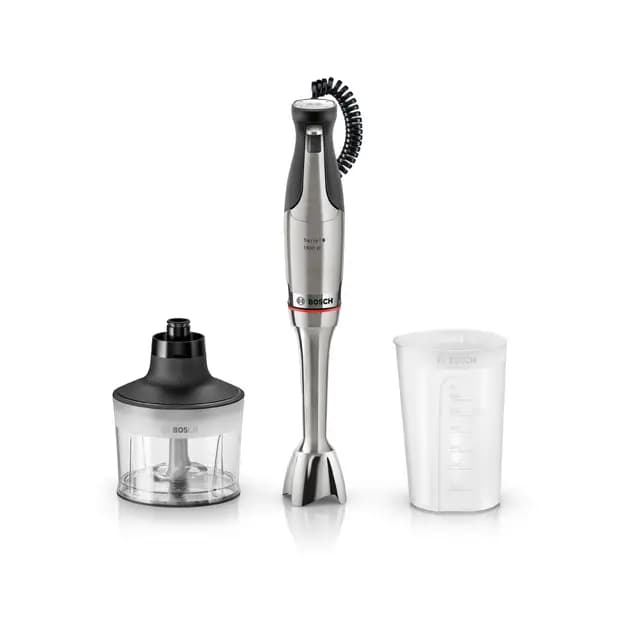 Bosch - Batidora de mano, serie ErgoMaster 8, motor de 1.500 vatios, ajuste intuitivo de la velocidad, cuchilla de 6 hojas, accesorios incluidos, acero inoxidable, MSM8M930 – Imagen 1