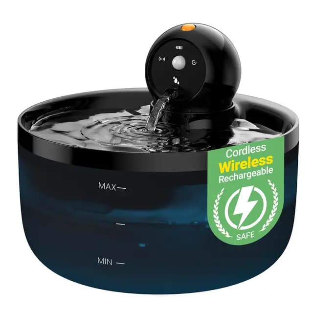 Fuente para Gatos sin Cable: Bebedero Gatos Automatico Inalambrica - 2.6L Fuente Gato con Sensor de Movimiento - Dispensador Agua Gato Recargable con Batería - Dispensador Agua Mascotas con Pilas