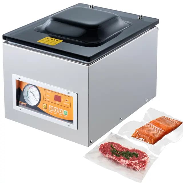 VEVOR Sellador al Vacío de Cámara 260 W Máquina de Envasado al Vacío de Acero inoxidable Tamaño Compacto de 260 mm para Cocina del Hogar Para Uso Comercial Para Alimentos Húmedos, Carnes y Adobos – Imagen 1