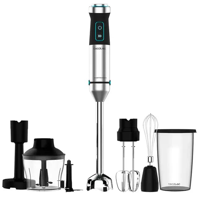 Cecotec Batidora de mano Power TitanBlack 1500 XL PerfectCream&Crush. 1500 W, Tecnología CrossBlades con Cuchillas de 4 hojas, Pie XL, Incluye Picadora, Varillas batidoras y Pasapurés – Imagen 1