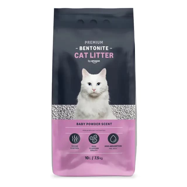 by Amazon Arenero Prémium de Bentonita con Aroma a Talco para Gatos, 10L (Paquete de 1) (Anteriormente Marca Lifelong, Mismo Producto) – Imagen 1