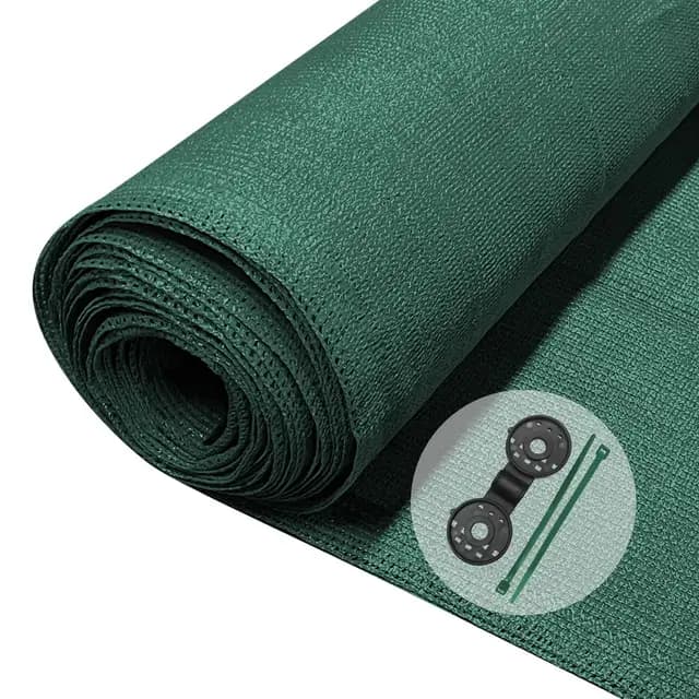 VOUNOT® Malla Sombreo y Ocultación 1.5×10m, Valla Privacidad 150 g/m² HDPE Protección UV, Red de Sombra con Clips y Bridas, para Jardín, Huerto, Balcón, Verde