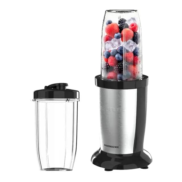 Taurus Shake & Go Mix – Mini batidora portátil de 1000W con vaso de 500 ml portatil | 6 cuchillas de acero inoxidable | Tritura hielo y fruta congelada | Pulse Technology | Incluye tapas
