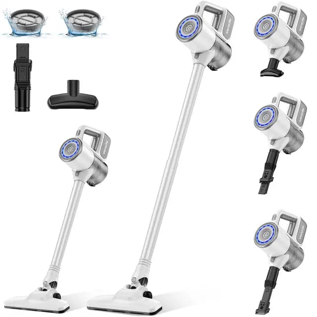 VersLife Aspiradora sin Cable S6PRO,30KPa Escoba Aspiradora sin Cable Potente,Diseño Sin Enredos,Filtración HEPA,Aspirador Vertical Ligera con Accesorios Multifuncionales para Suelos y Mascotas