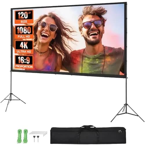 VEVOR Pantalla de Proyector de Pie 120" 16:9 HD Pantalla de Proyección Portátil de Doble Cara Antiarrugas Amplio Ángulo de Visión con Bolsa de Almacenamiento para Proyector de Vídeo de Cine en Casa – Imagen 1