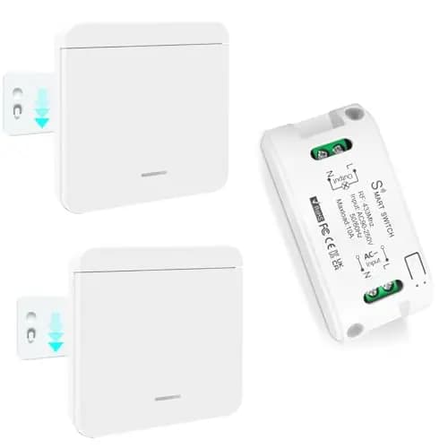 Kit Interruptor Luces inalambrico, Transmisor De Interruptor Inalámbricas De Pared Inalámbrico Extraíble Alcance De Radio De 100M Para Dispositivos De Iluminación De Hasta 2300W (2 to 1)