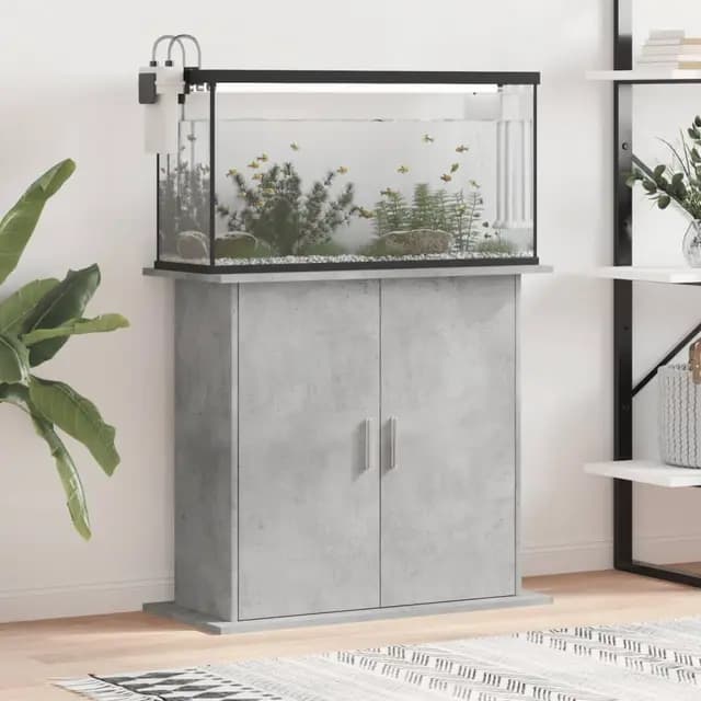 Brokky Soporte de Acuario Madera ingeniería Gris hormigón 81x36x73 cm Acuario Completo 100 litros