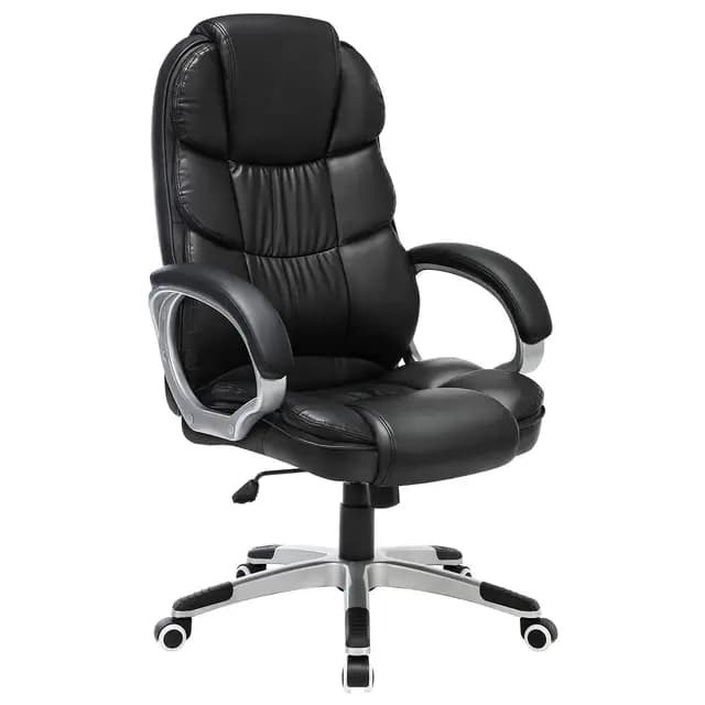 SONGMICS Silla de Oficina, Silla Gaming, Silla de Escritorio, Silla Ejecutiva, Ergonómica, Giratoria y Altura Ajustable, con Ruedas, Negro Tinta OBG24B