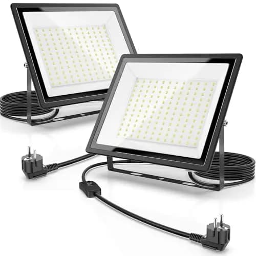 Foco LED Exterior 150W, 16500LM Súper Brillante con Haz Ancho de 160°, Impermeable IP66, Ahorro de Energía del 85%, Vida Útil de 50000 Horas para Jardín, Almacén, Sitio de Construcción (150W 2PACK)