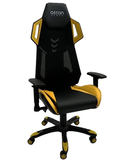 Astan Hogar Silla Gaming Stream Team Ergonómica, Reposabrazos 2d, Reclinable 155º, Negra/Amarilla AH-AG10100AM