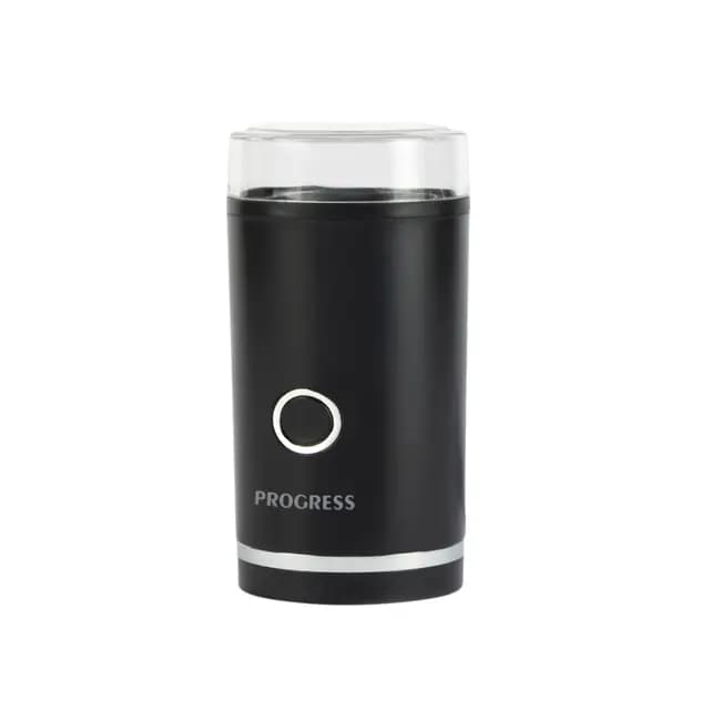 Progress Molinillo de café y especias - Molino de granos de café, operación con un solo toque, cuchilla de acero inoxidable, tapa transparente, capacidad de 70 g, nueces y semillas, 180 W