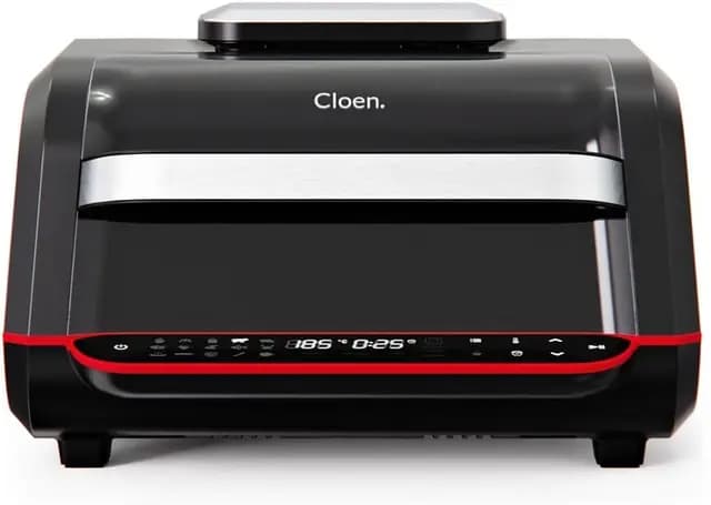 Freidora sin Aceite 7L, 1700W, Freidora de Aire,18 Funciones, 8 Dispositivos en 1, Panel Led Táctil, Modo Manual. Doble uso: con Cesta o Plancha Grill. Tamaño Familiar .Sin BPA. Foodie Fryer by Cloen