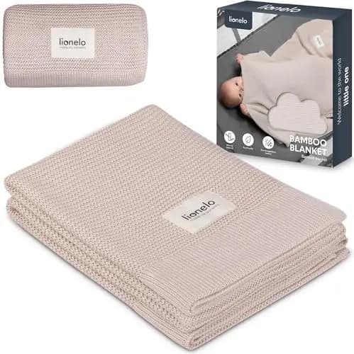 lionelo Bamboo Blanket Manta de Bambú Manta Ligera de bambú, 100% algodón, 100 x 75 cm, Natural, Suave, antibacteriana, hipoalergénica, Desde el 1er día de Vida del recién Nacido