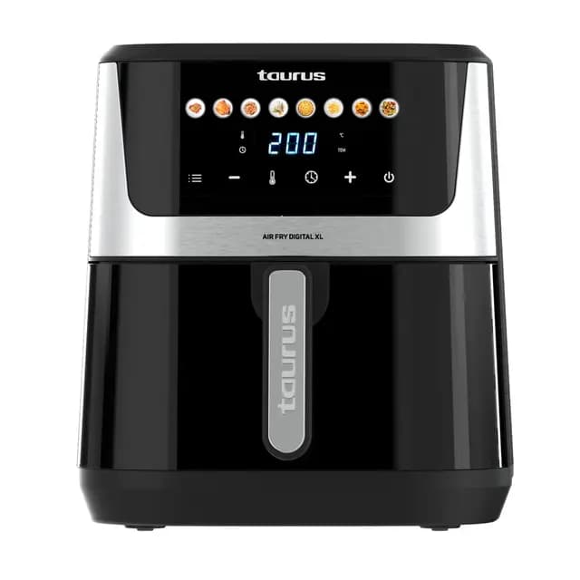Taurus – Freidora aire Air Fry Digital XL | 1700W | 8L | 8 Programas | Pantalla táctil | Avisador Acústico | Cocción Uniforme | Libre BPA y PFOA | Asa toque frío | Recetario online