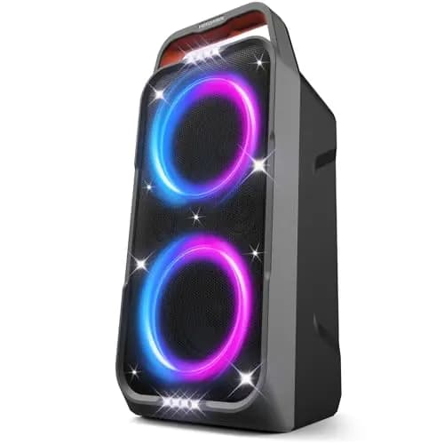 Foxdawn Altavoz Bluetooth Portátil Potente, 240W Peak Sonido Fuerte, Super Bass, Altavoces Inalámbricos Portátiles Grande 15H de Juego, Carga Rápida, TWS, Luces Geniales, para Fiestas, Camping, Playa