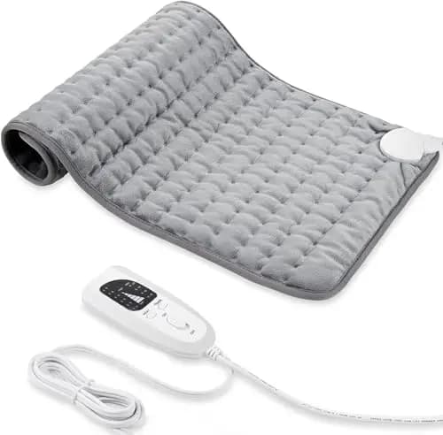 Manta Electrica,Almohadilla TéRmica,Almohadilla De Calefacción EléCtrica Con Apagado AutomáTico Y 6 Temperaturas Almohadilla De Calefacción (Gris Claro, 30x60cm)