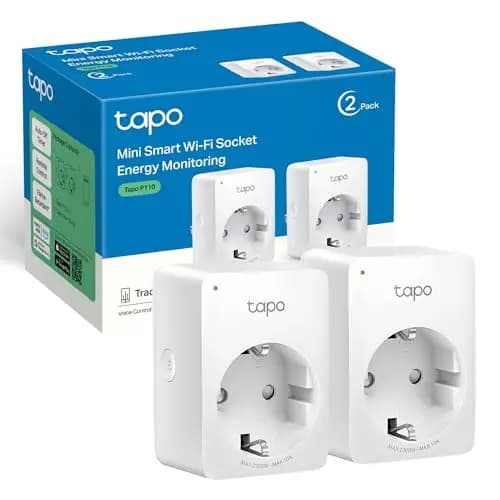 Tapo P110 (2 paquetes) – Mini enchufe inteligente Wi-Fi (con monitoreo de energía), programación encendido/apagado, ahorro de energía, compatible con Alexa y Google Home
