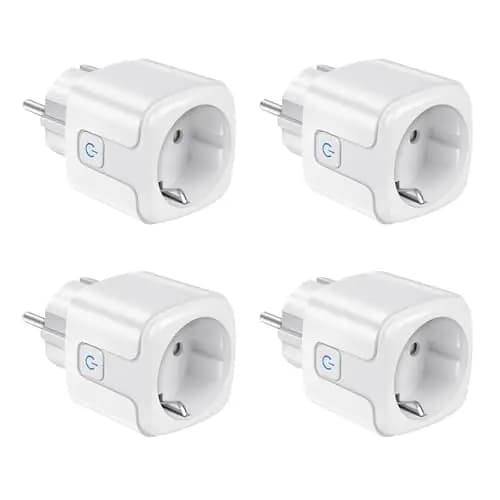 Enchufe Inteligente Alexa 4 Pack, 2,4 GHz Enchufe Wi-Fi 16A con Medidor Consumo, Smart Plug con Control por Voz, Control Remoto, Temporizador, Compatible con Alexa, Google Home, Smart Life
