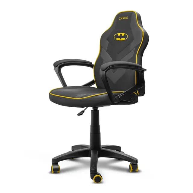 GXTrust 703BM Revvo Silla Gaming con Licencia Batman para Niños 4-12 Años, Silla Ajustable en Altura con Tapicería de Tela, Reposabrazos Acolchado, Gamer Escritorio Juegos PC, Negro