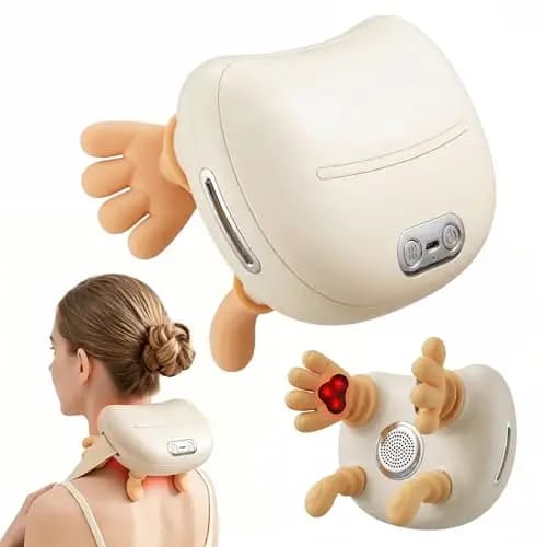 Masajeador Cervical, Recargable por USB Masajeador De Cuello Y Hombros, 3 Intensidades & 2 Niveles de Calor (40-45°C), Regalo para Hombre, Mujer, Uso inalámbrico