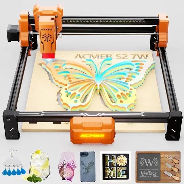 cortador láser ACMER S2 7W, máquina de grabado láser de potencia de salida 48W, 300x300mm, 10000mm/min, grabador láser de madera, adecuado para personalización por lotes de bricolaje, educación – Imagen 1