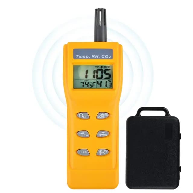 Medidor de CO2 de mano, detector de CO2, monitor digital de CO2 de 0 a 9999 ppm, medidor de temperatura y humedad, detector de dióxido de carbono con sensor NDIR, alarma de zumbador y función