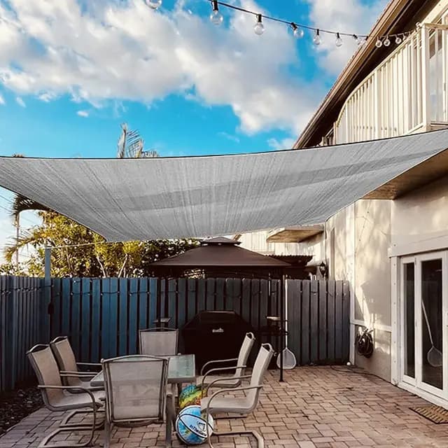 Dripex Toldo Vela Rectangular 5x7 m, Vela de Sombra Impermeable y Cortaviento, 95% Protección Rayos UV, Parasol de Poliéster, Ideal para Patio, Exteriores Terraza, Jardín, Gris – Imagen 1
