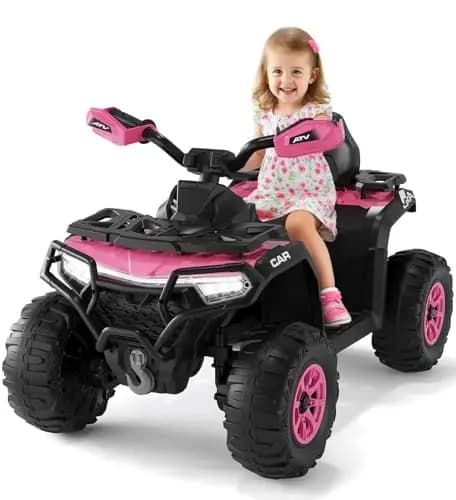Garvee Quad Eléctrico Infantil 12V Todoterreno Rosa Oscuro