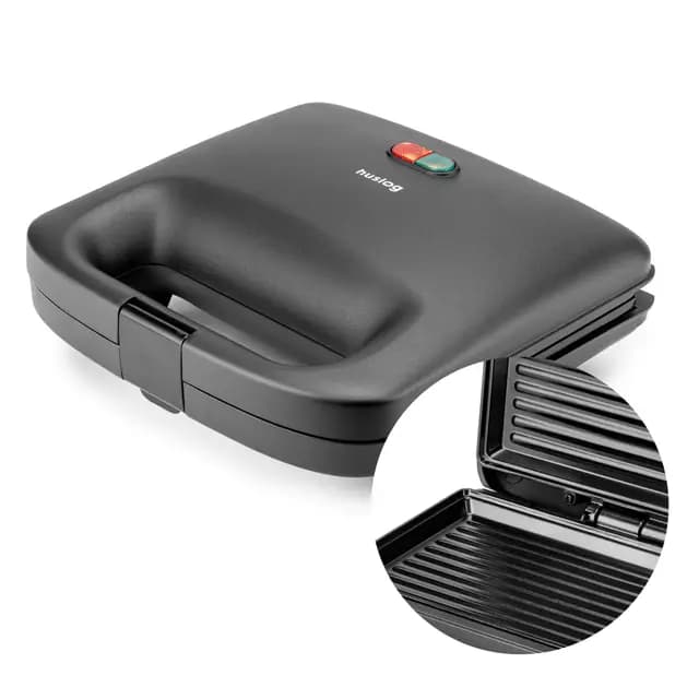 QuickBite - Tostadora de pan antiadherente 1000 W, panini y sándwiches, color negro – Imagen 1