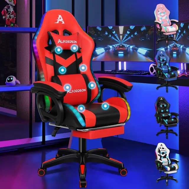 ALFORDSON Marc Silla Gaming con Masaje y LED